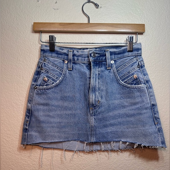 Y2K Agolde Micro Quinn Denim Skirt Size 23 Steampunk Grunge - Picture 3 of 9